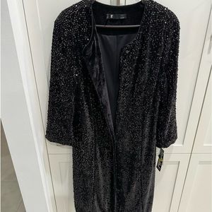 Leslie Fay Black Sequin Dress or Coat. Ladies. Size 16 never worn w tags